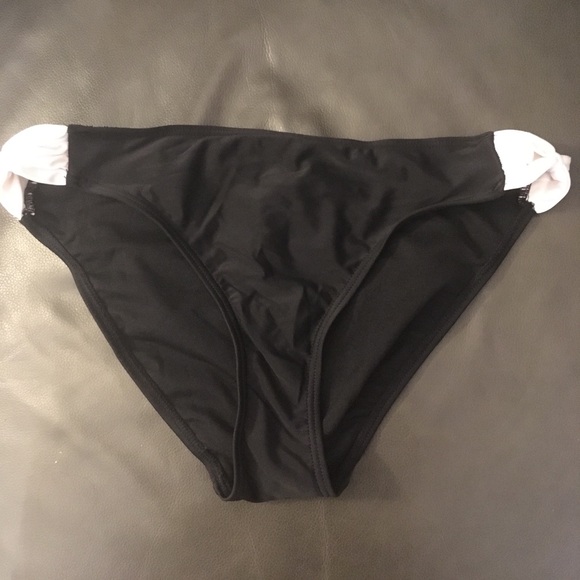 Hot Topic Black Bikini Bottoms with white side tie - Picture 1 of 3